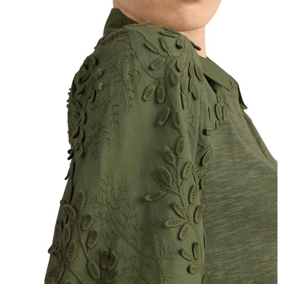 WHITE STUFF Rua Embroidered Dress in Dusty Green Size 12 New with Tag MSRP $144 - Picture 3 of 11